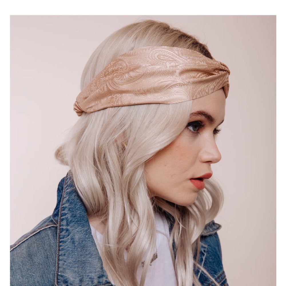 IMWB | paisley silk nude headwrap